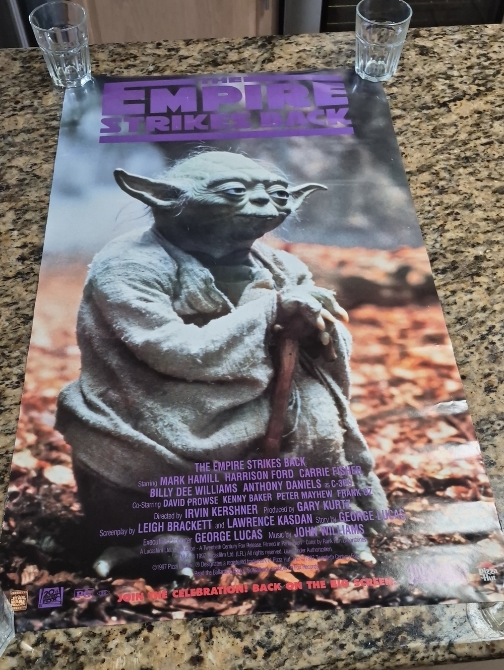 Vintahe 1997 Yoda 'The Empire Strikes Back' Home Art Poster - Purple Accents